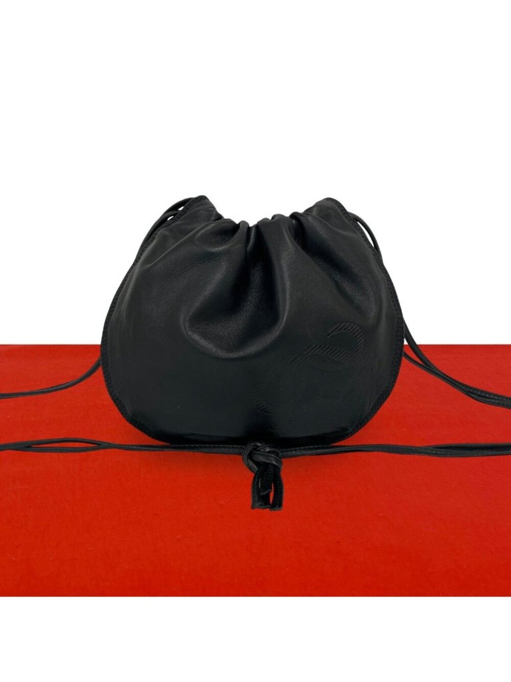 Loewe Vintage Anagram Logo Nappa Leather Drawstring Mini Shoulder Bag Pochette